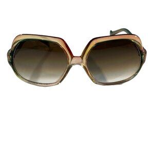VTG‎ Italy Model T 220 Oversized Chunky Square Sun Glasses Frames Only Blue Tan